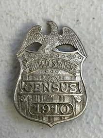 ANTIQUE UNITED STATES CENSUS 1910 BADGE