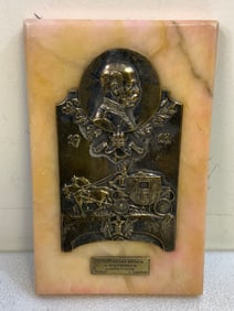 AUSRO HUNGARIAN EMPIRE POSTAL SERVICE AWARD BRASS ON MARBLE BASE AWARD