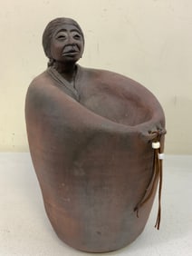 VINTAGE NATIVE AMERICAN LARGE PURPLE CLAY STATUE