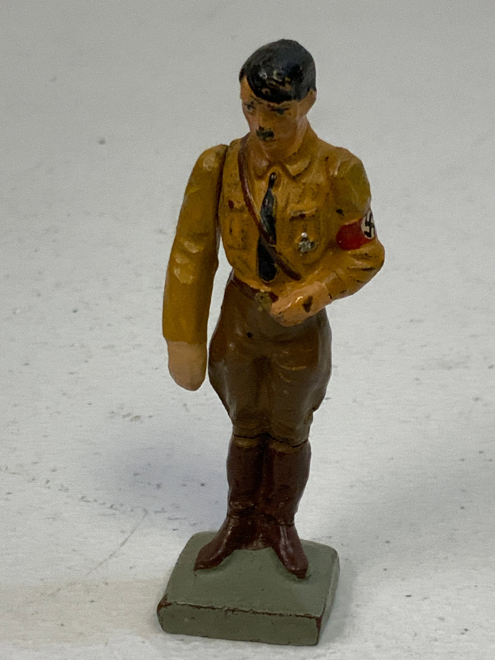 GERMAN NAZI PERIOD LINEOL / ELASTOLIN TOY SOLDIER ADOLF HITLER FUGURE: GERMAN NAZI PERIOD LINEOL / ELASTOLIN TOY SOLDIER ADOLF HITLER FUGURE. 3" TALL.