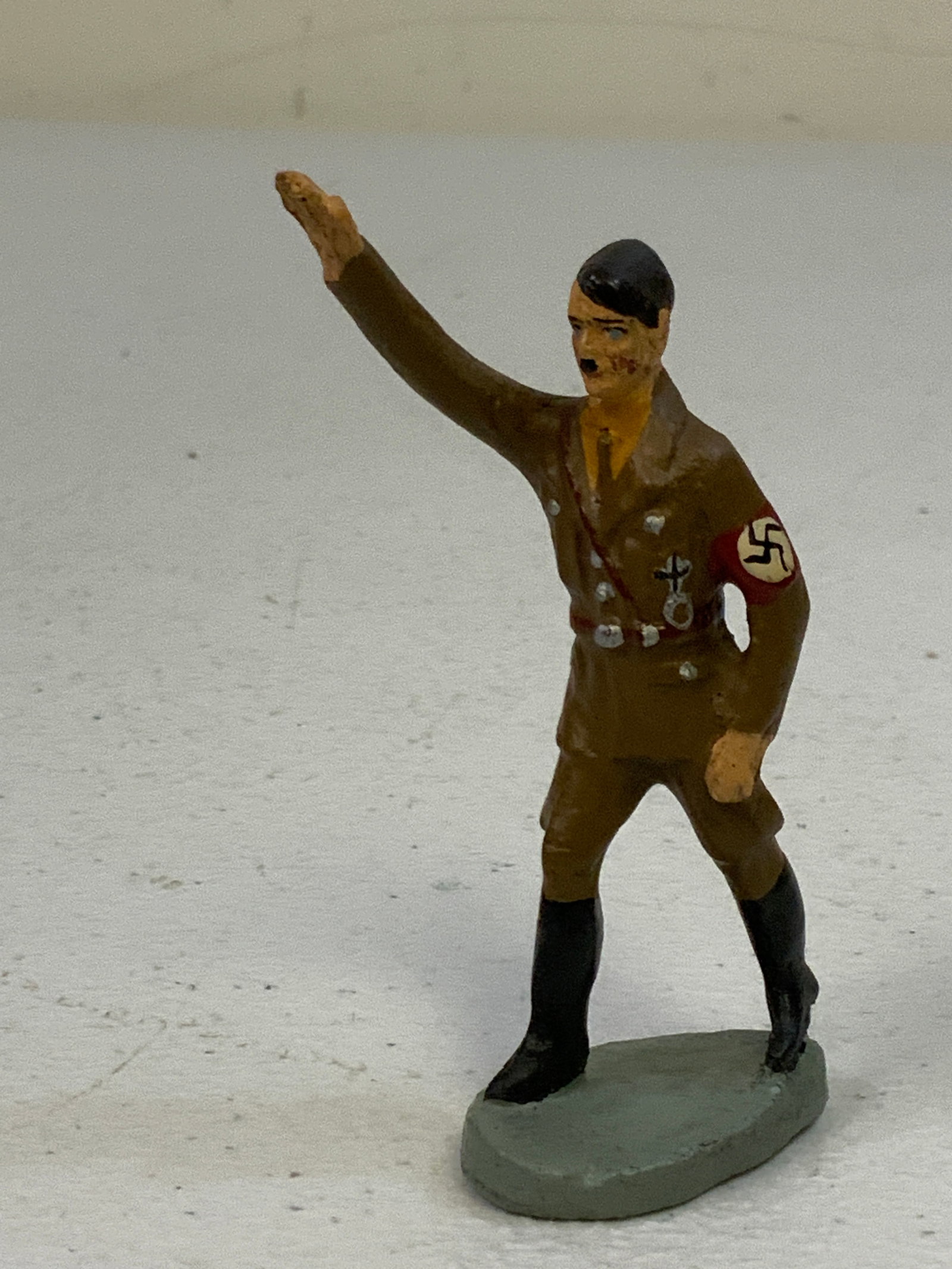 GERMAN NAZI PERIOD LINEOL / ELASTOLIN TOY SOLDIER ADOLF HITLER FUGURE: GERMAN NAZI PERIOD LINEOL / ELASTOLIN TOY SOLDIER ADOLF HITLER FUGURE. 3" TALL.