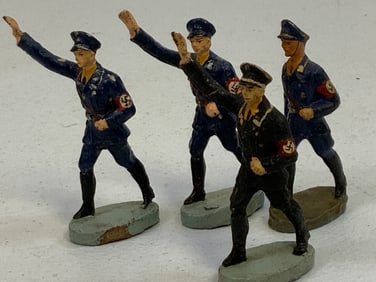 GERMAN NAZI PERIOD LINEOL / ELASTOLIN TOY SOLDIERS SS OFFICERS