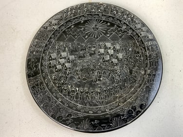 MEXICO AUGUSTIN VARGAS MEXICAN FOLK ART STORY WODDEN DECORATING BOWL