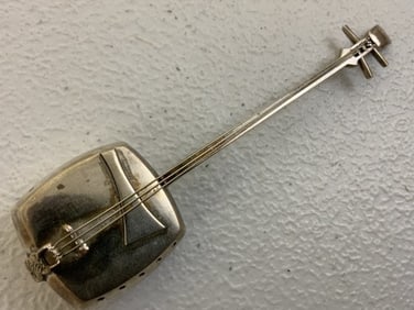 ANTIQUE JAPANESE SILVER MUSICAL INSTRUMENT TEA INFUSER