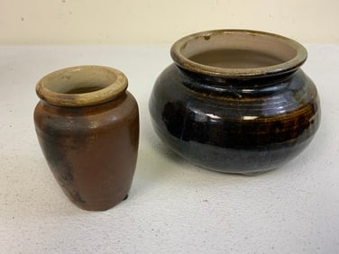 ANTIQUE BUDDHIST ASH GLAZED ALTAR BOWLS. MONGOLIA.C.1850.