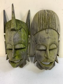 AFRIKA ANTIQUE WOOD CARVED MASKS
