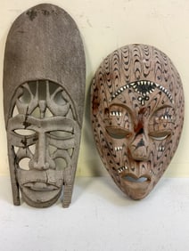 AFRIKA ANTIQUE WOOD CARVED MASKS