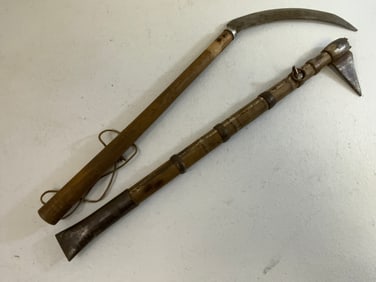 ANTIQUE JAPANESE EDO MEIJI TOBIGUCHI DESTRUCTION WEAPON AND SCYTHE AXE