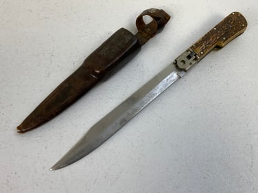 VINTAGE GERMAN ED WUSTHOF STAG FOLDING BOWIE KNIFE SOLINGEN GERMANY RARE