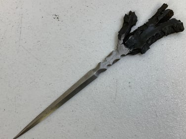 WWI GERMAN TRENCH ART SPIKE KNIFE SRAPNEL HANDLE
