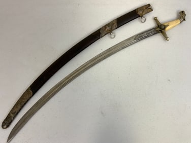 ANTIQUE RUSSIAN OSMAN ETCHED BLADE DECORATED SHASHKA SWORD WITH CERTIFICATES OF AUTHENTICITY