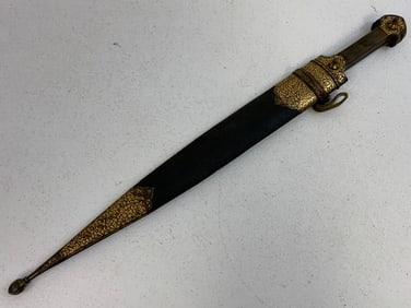 ANTIQUE RUSSIAN COSSACK CAUCASIAN KINJAL DAGGER GOLD ZARNISH DECORATED