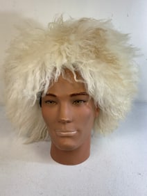 RUSSIAN CAUCASIAN COSSACK PAPAKHA LAMB FUR HAT - WHITE