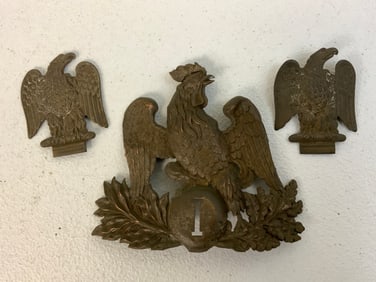 ANTIQUE FRENCH 2ND EMPIRE NAPOLEON III BRASS INSIGNIA BADGES