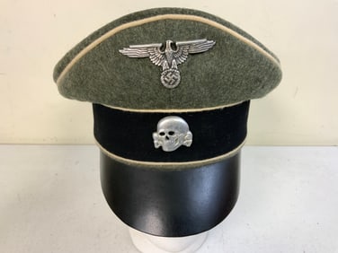 WWII GERMAN WAFFEN SS CRUSHER TYPE VISOR CAP