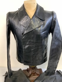 WWII GERMAN WAFFEN SS PANZER LEATHER JACKET AND TROUSERS EX KRIEGSMARINE