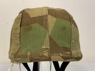 WWII GERMAN PARATROOPER HELMET WITH CLOTH CAMOUFLAGE COVER