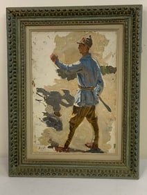 ANNAUTOV USSR "RED ARMY MAN" OIL ON BOARD 1956