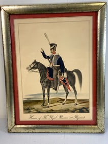 ANTIQUE BORGHESE FRAMED HUSSAR OF THE ROYAL RUSSIAN 3RD REG. ARTWORK PRINT