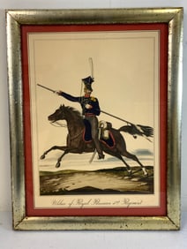 ANTIQUE BORGHESE FRAMED UHLAN OF THE ROYAL RUSSIAN 3RD. RGM. ARTWORK PRINT