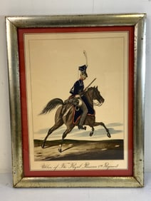 ANTIQUE BORGHESE FRAMED UHLAN OF THE ROYAL RUSSIAN 8TH. RGM. ARTWORK PRINT
