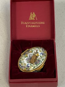 ENGLAND STAFFORDSHIRE ENAMELS MUSIC BOX