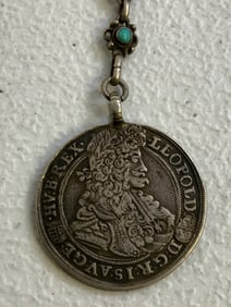 AUSTRIA KING LEOPOLD 1699 SILVER TALER PENDANT