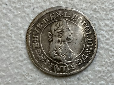 AUSTRIA KING LEOPOLD 1672 SILVER KREUZER COIN