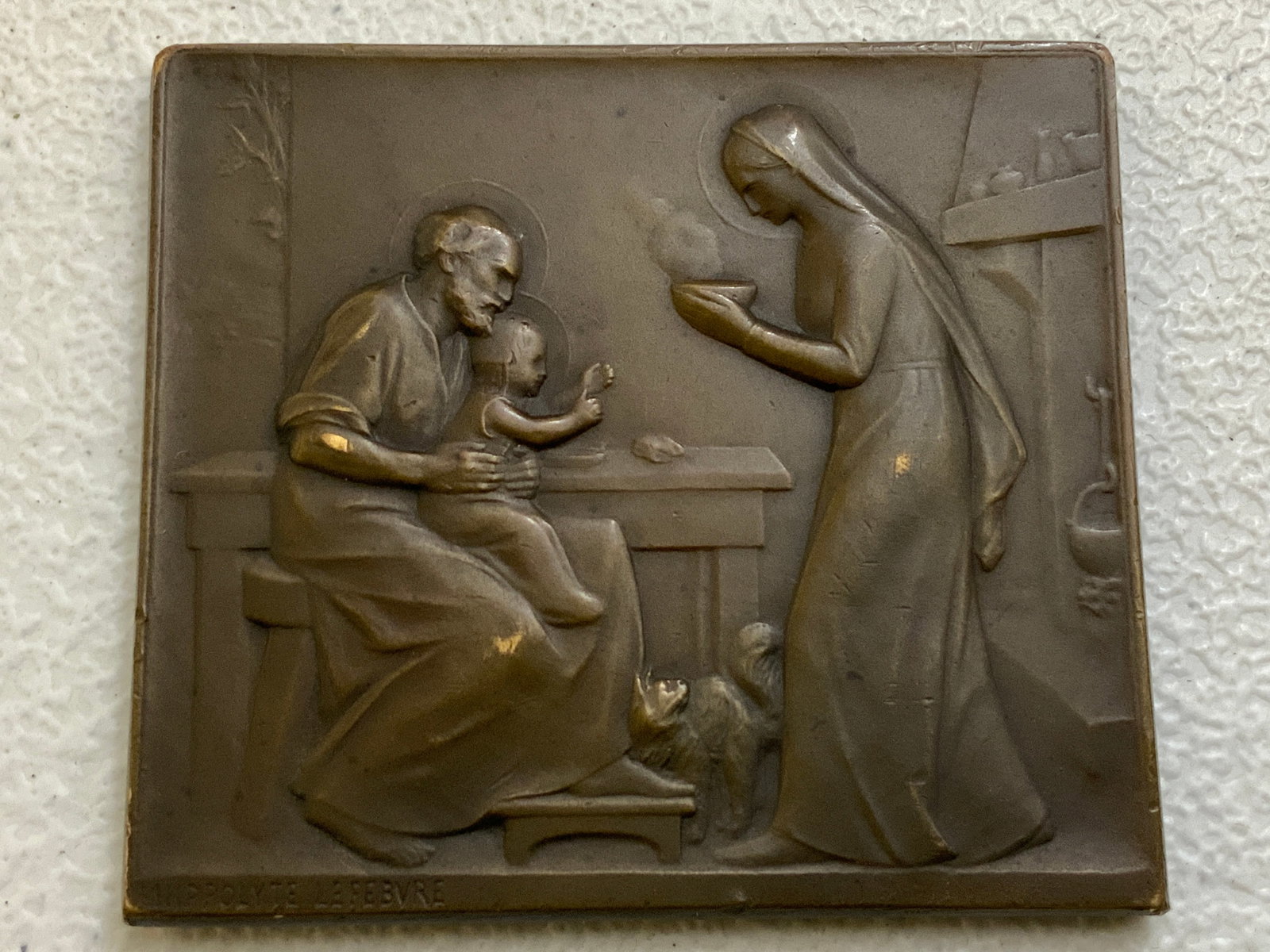 FRANCE ANTIQUE BRONZE TABLE MEDAL HIPPOLYTE LEFEBVRE: FRANCE ANTIQUE BRONZE TABLE MEDAL HIPPOLYTE LEFEBVRE. GREAT CONDITION. DOUBLE SIDED. 3 X 2 1/2 SIZE