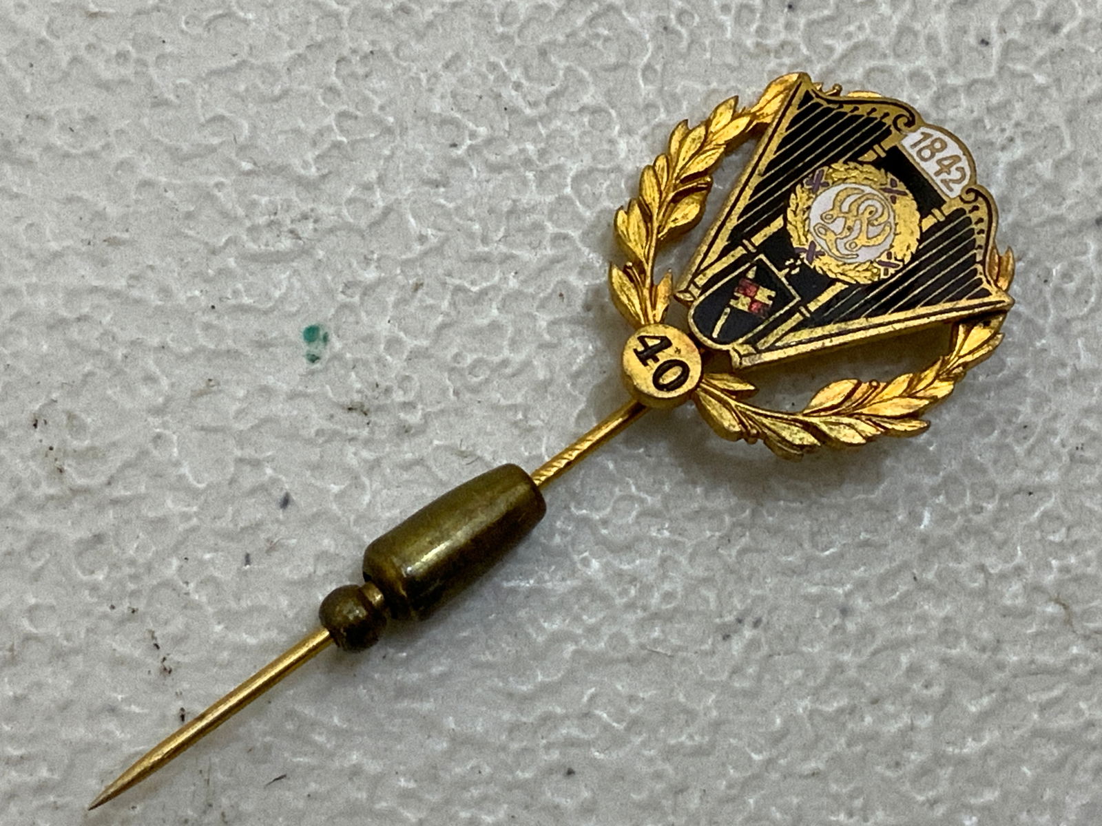 GERMANY ANTIQUE ENAMEL BADGE: GERMANY ANTIQUE ENAMEL BADGE . MAKER MARKED. GILDED BRASS.