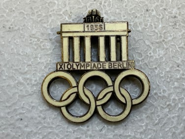 GERMANY THIRD REICH 1936 OLYMPICS ENAMELED BADGE