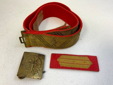SPAIN SPANISH WWII BROCADE BELT , BUCLE AND PATCH