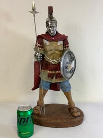 ROMAN LEGION SOLDIER LARGE STATUE WITH JAVELIN AND SHIELD