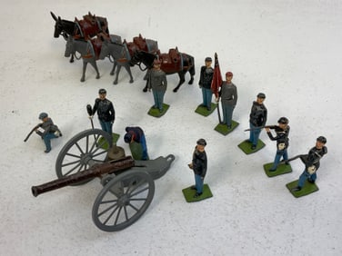 BRITAINS CIVIL WAR UNION ARTILLERY BATTERY LEAD TOY SOLDIERS