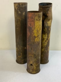 WWII ARTILLERY CANNON BRASS SHELLS FOUND IN RUSSIA