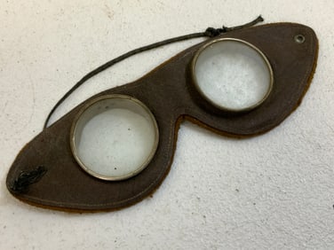 WWII US AVIATORS GOGGLES BROWN LEATHER