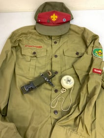 USA VINTAGE BOY SCOUTS OF AMERICA UNIIFORM SHIRT AND HAT
