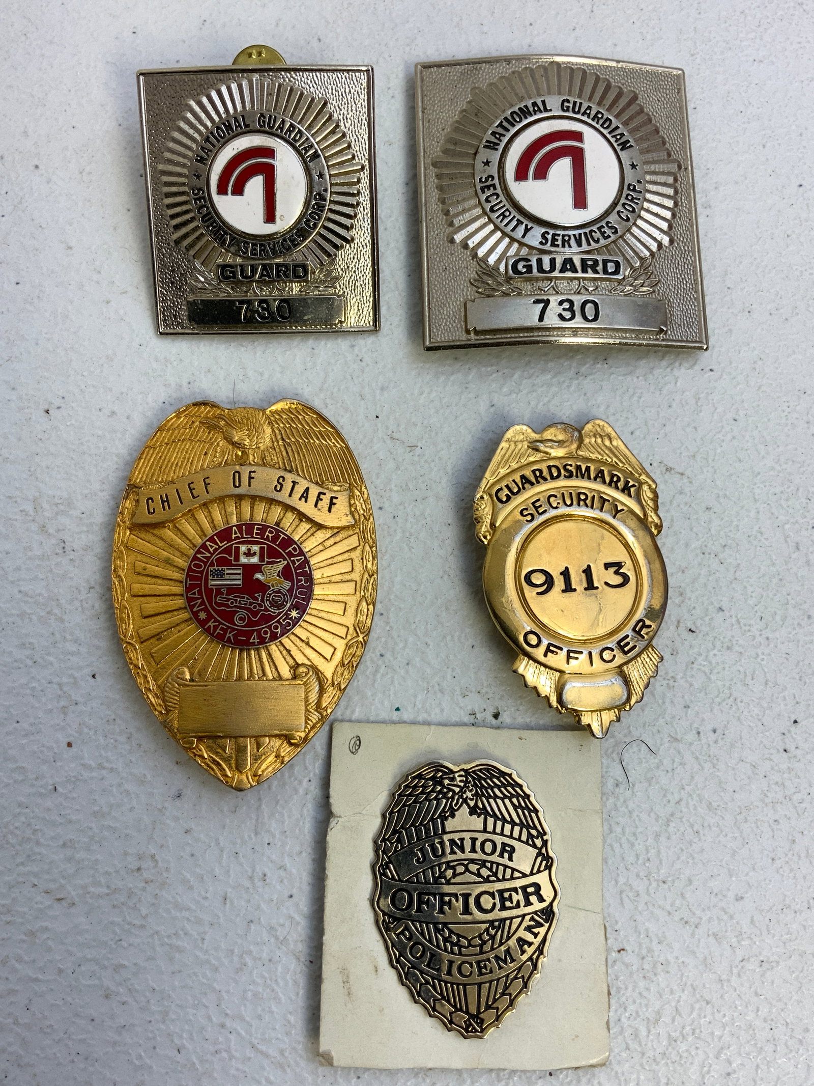 VINTAGE OBSOLETE USA SECURITY BADGES LOT: VINTAGE OBSOLETE USA SECURITY BADGES LOT