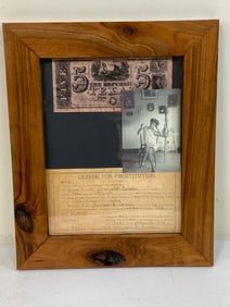 WILD WEST LICENSE FOR PROSTITUTION REPRODUCTION FRAMED