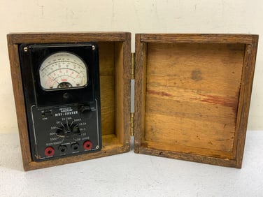 VINTAGE BAKELITE EICO MULTIMETER WITH CUSTOM WOODEN BOX