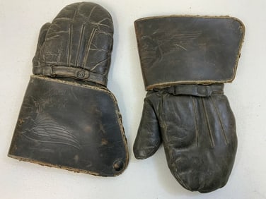 VINTAGE COLD WEATHER LARGE LEATHER MOTORCYCLE RIDING GLOVES