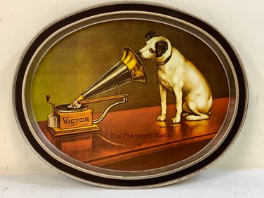 VINTAGE METAL RCA VICTOR NIPPER HIS MASTER'S VOICE TRAY