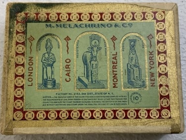 ANTIQUE M.MELACHRINO & CO. EGYPTIAN CIGARETTES BOX