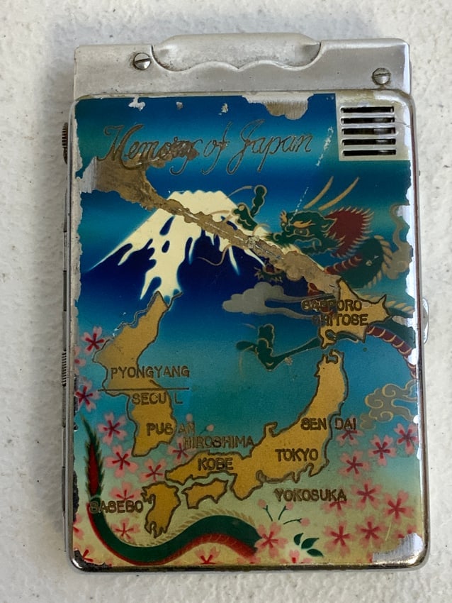 US GI MEMORIES OF JAPAN CIGARETTE CASE AND LIGHTER: US GI MEMORIES OF JAPAN CIGARETTE CASE AND LIGHTER