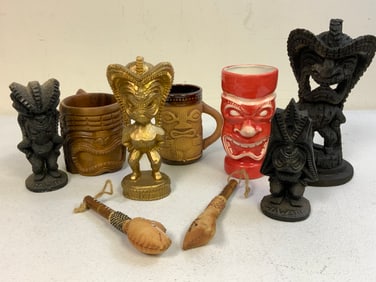HAWAII HAWAIIAN CARVED GODS FIGURESAND OTHER COLLECTABLES