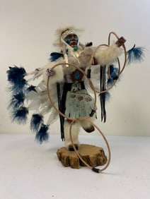 LARGE NAVAJO NATIVE AMERICAN MADE HOOP DANCER CEREMONY FIGURE DOLL