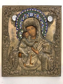 ANTIQUE RUSSIAN ORTHODOX ICON MOTHER OF GOD
