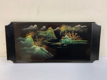 ANTIQUE ASIAN JAPANESE LACQUER TRAY HAND PAINTED