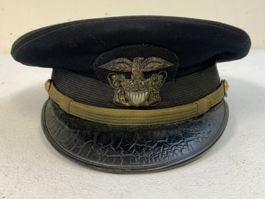 USA WWII US NAVY OFFICER NAMED VISOR HAT