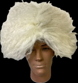 RUSSIAN CAUCASIAN COSSACK PAPAKHA LAMB FUR HAT - WHITE